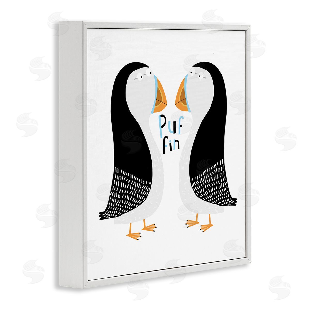 Carla Daly Puffin Bird Duo White Framed Giclee Wall Art Print