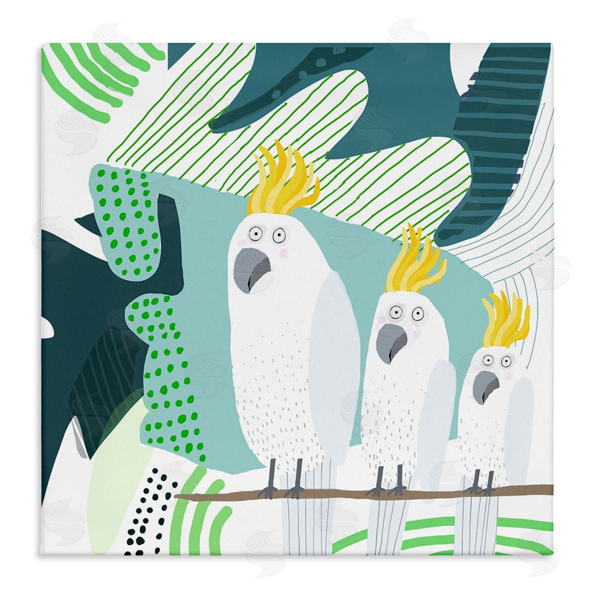 Carla Daly Whimsical Patterned Cockatoo Canvas Wall Art Print