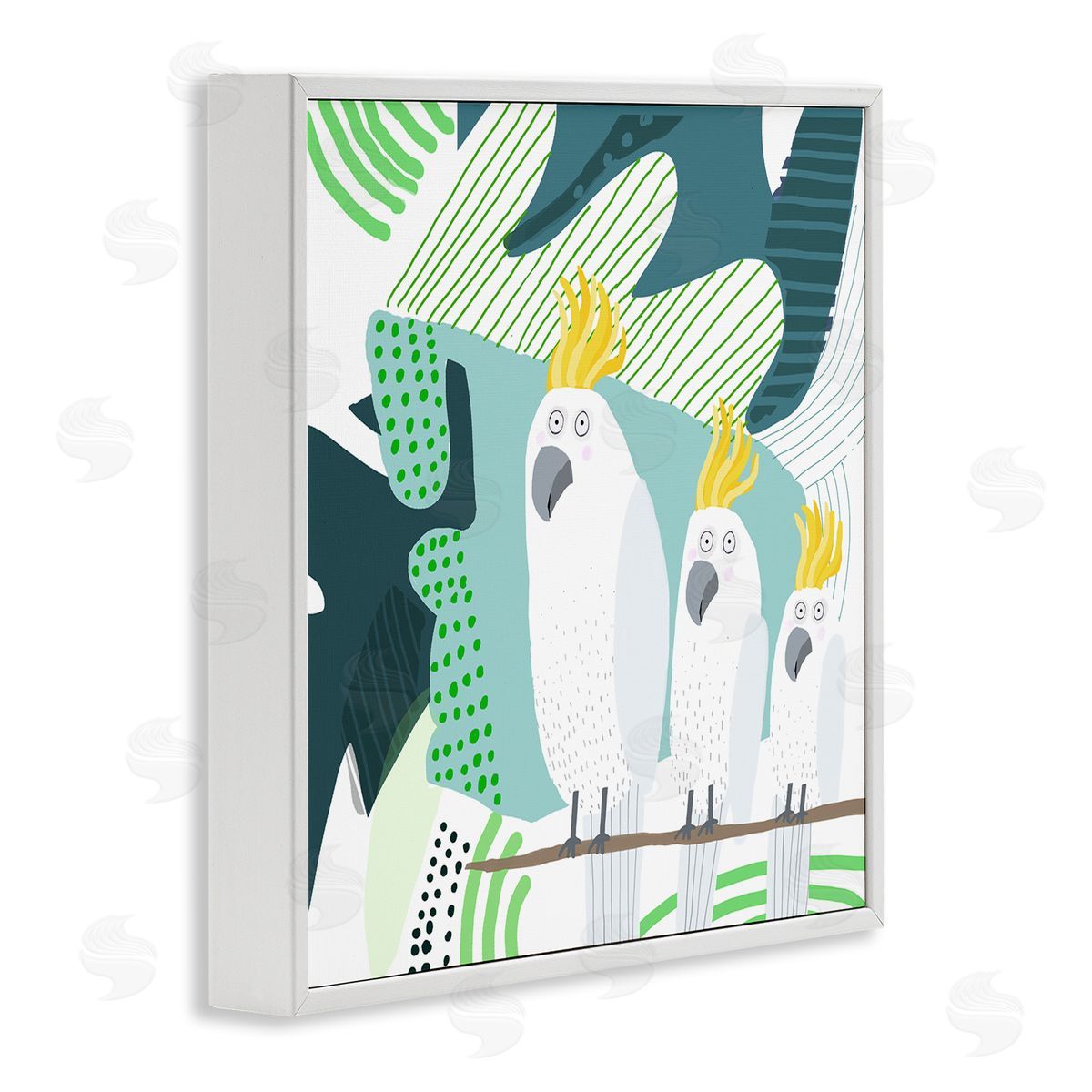 Carla Daly Whimsical Patterned Cockatoo White Framed Giclee Wall Art Print