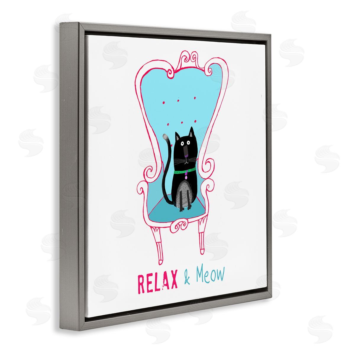 Carla Daly Relax & Meow Cat Gray Floating Frame Canvas Wall Art Print