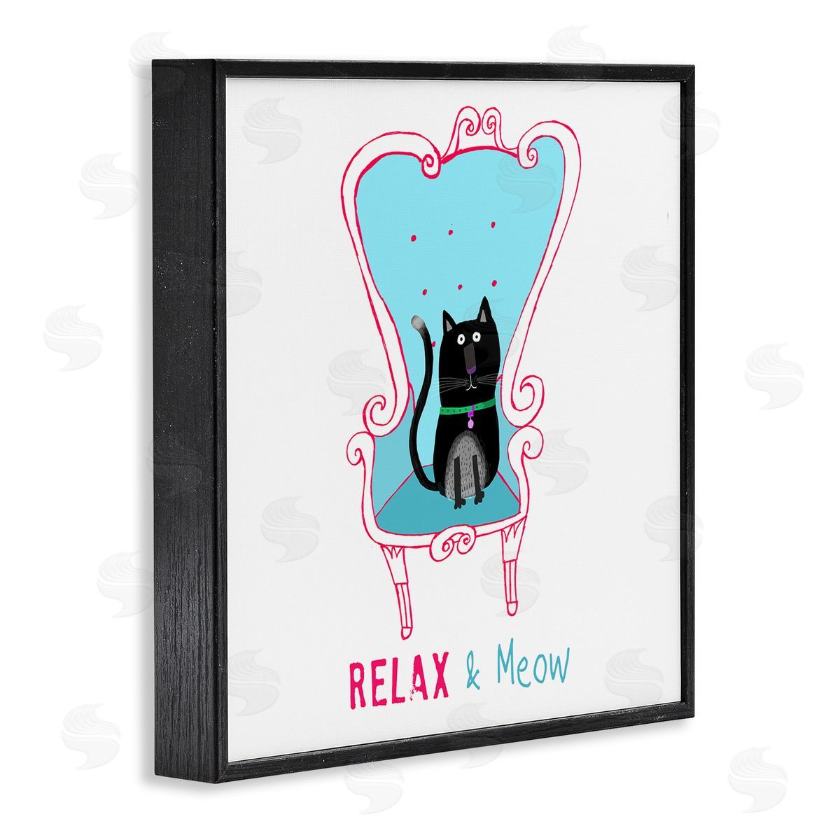 Carla Daly Relax & Meow Cat Black Framed Giclee Wall Art Print