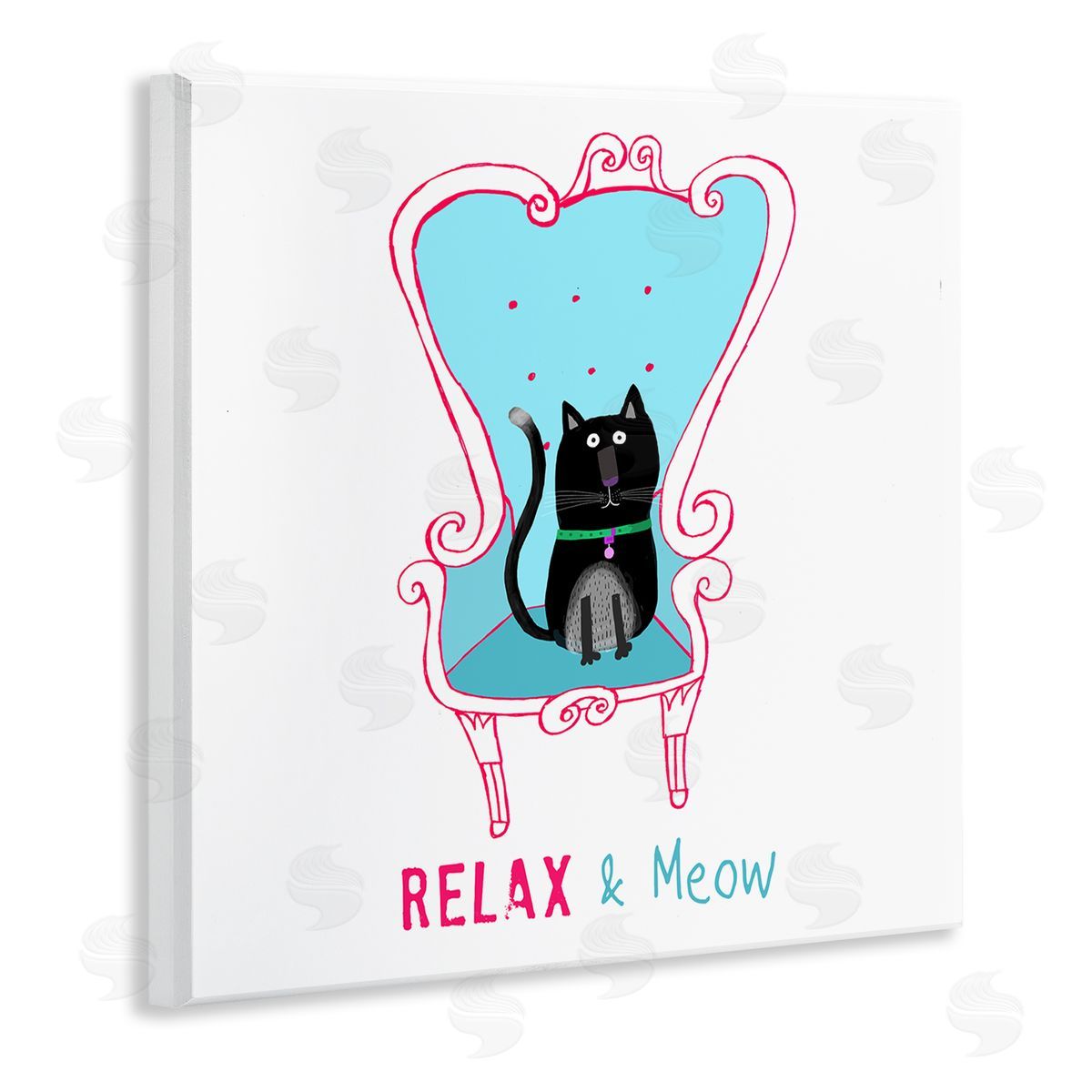 Carla Daly Relax & Meow Cat Wooden Wall Plaque Art Print