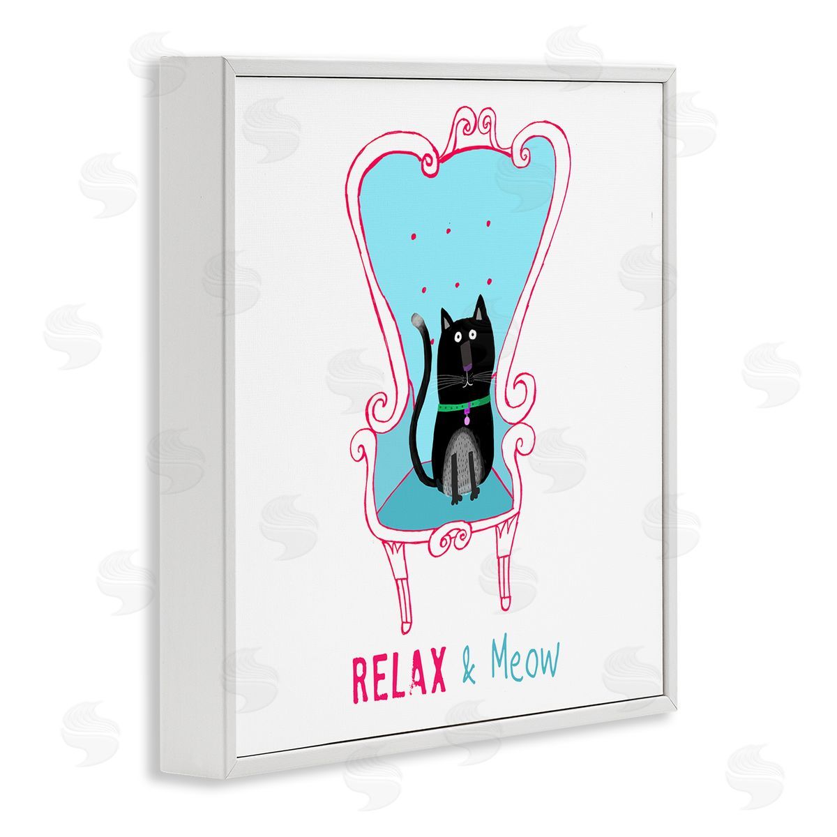 Carla Daly Relax & Meow Cat White Framed Giclee Wall Art Print