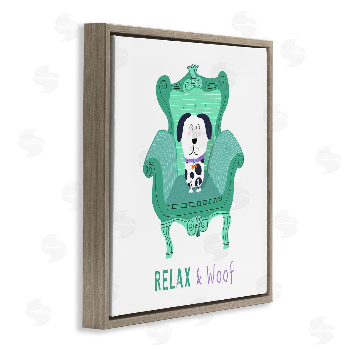 Carla Daly Relax & Woof Cat Brown Floating Frame Canvas Wall Art Print