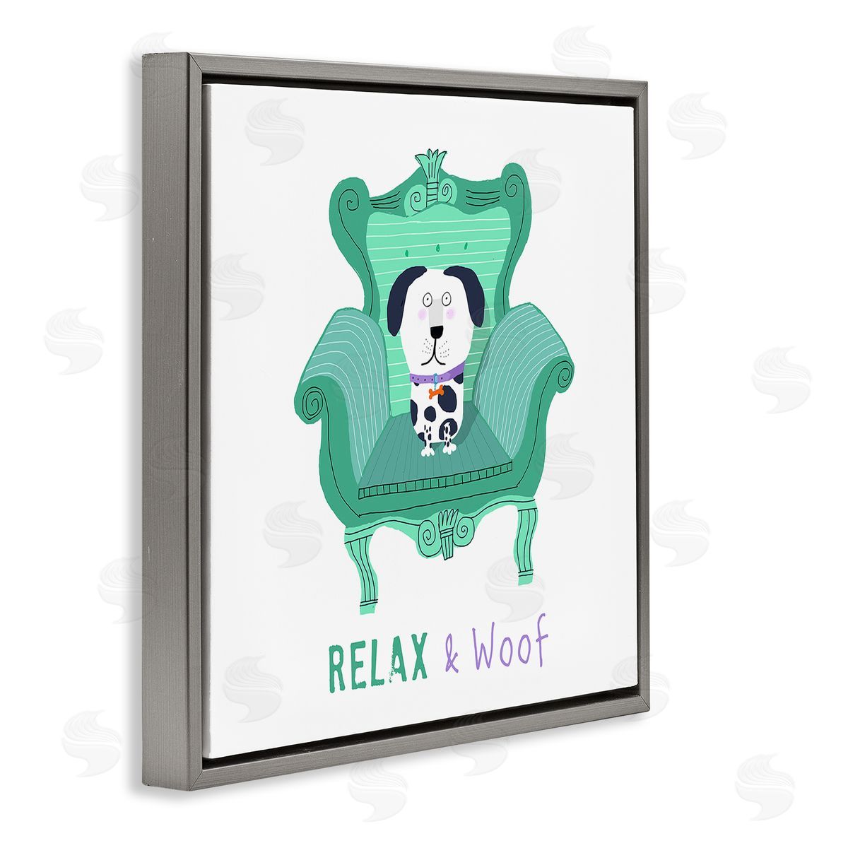 Carla Daly Relax & Woof Cat Gray Floating Frame Canvas Wall Art Print