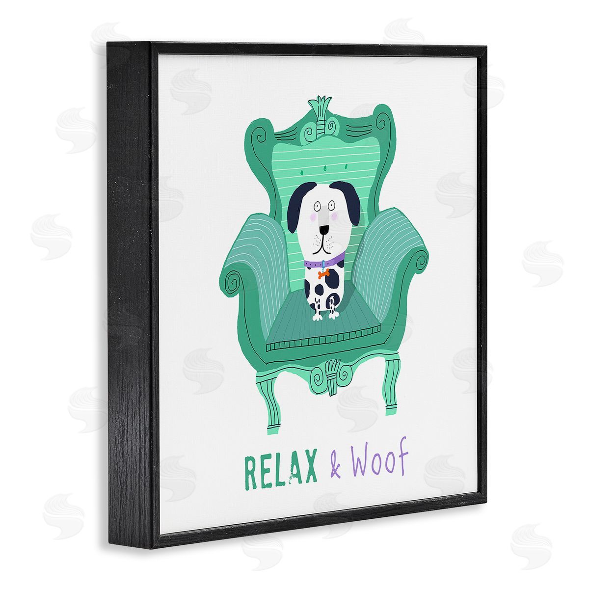 Carla Daly Relax & Woof Cat Black Framed Giclee Wall Art Print
