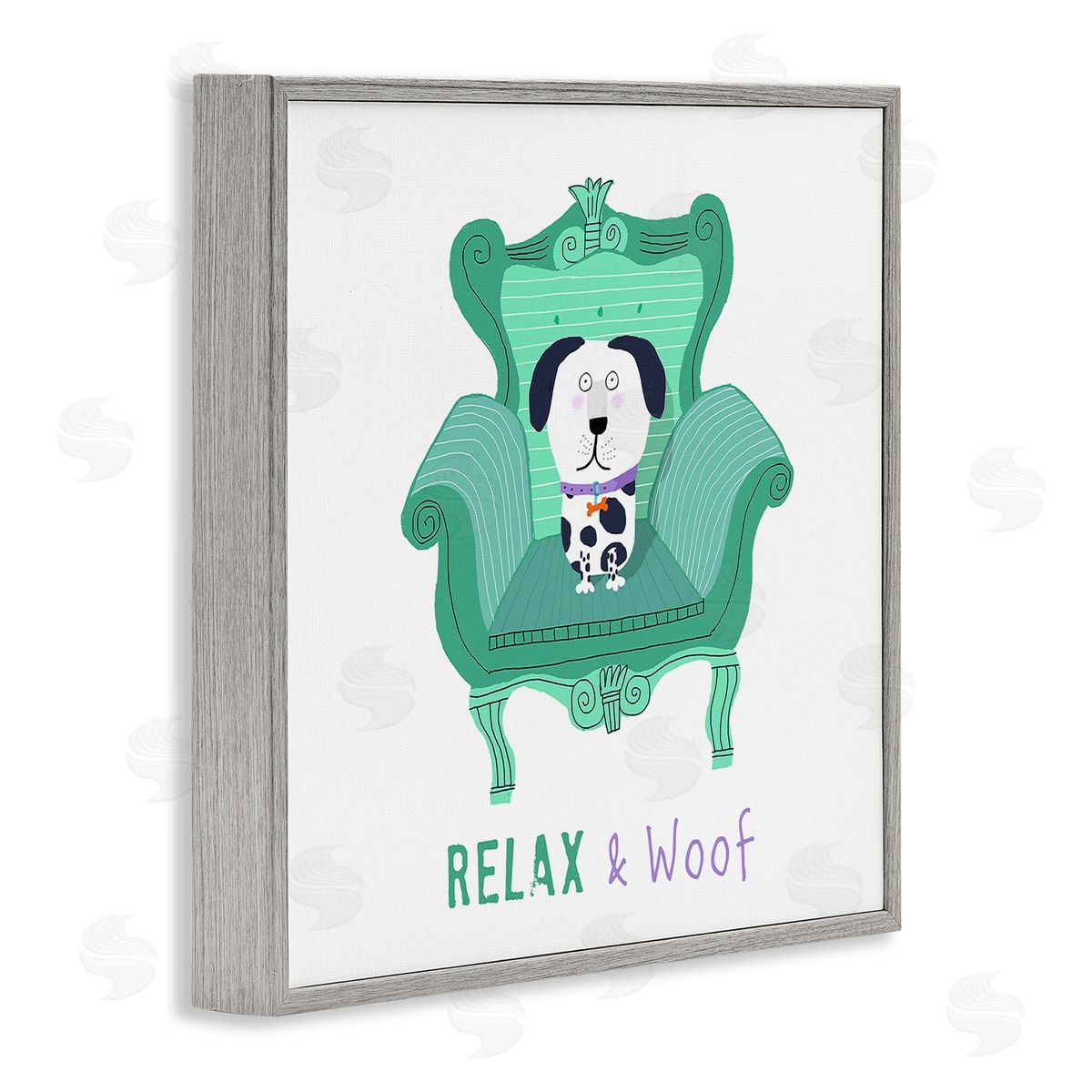 Carla Daly Relax & Woof Cat Gray Framed Giclee Wall Art Print