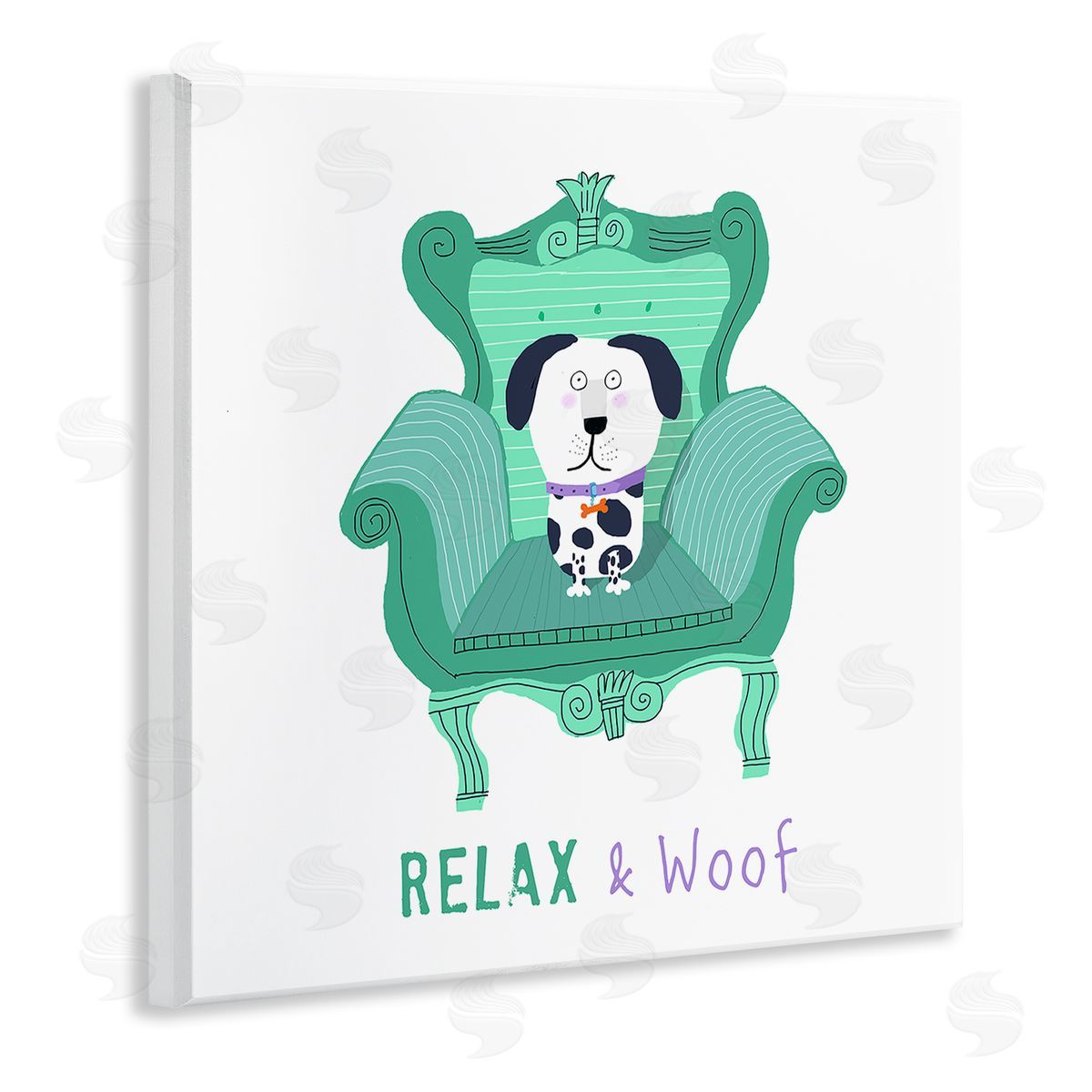Carla Daly Relax & Woof Cat Wooden Wall Plaque Art Print