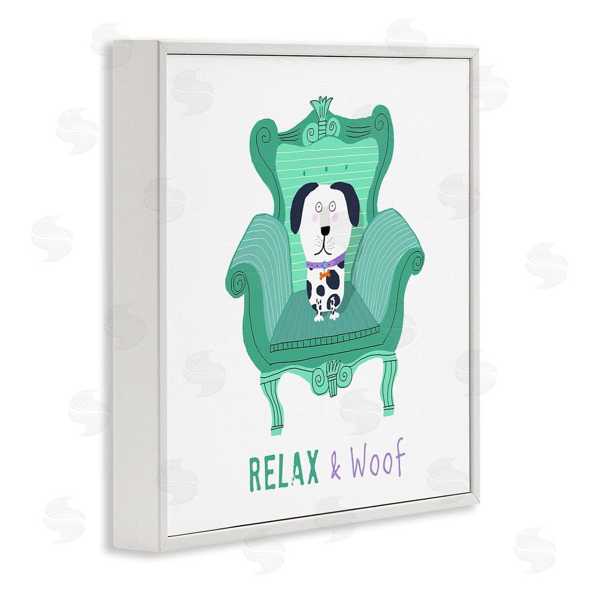 Carla Daly Relax & Woof Cat White Framed Giclee Wall Art Print