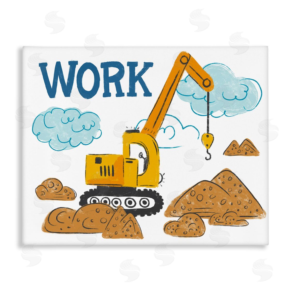 Diane Labombarbe Construction Work Bulldozer Canvas Wall Art Print