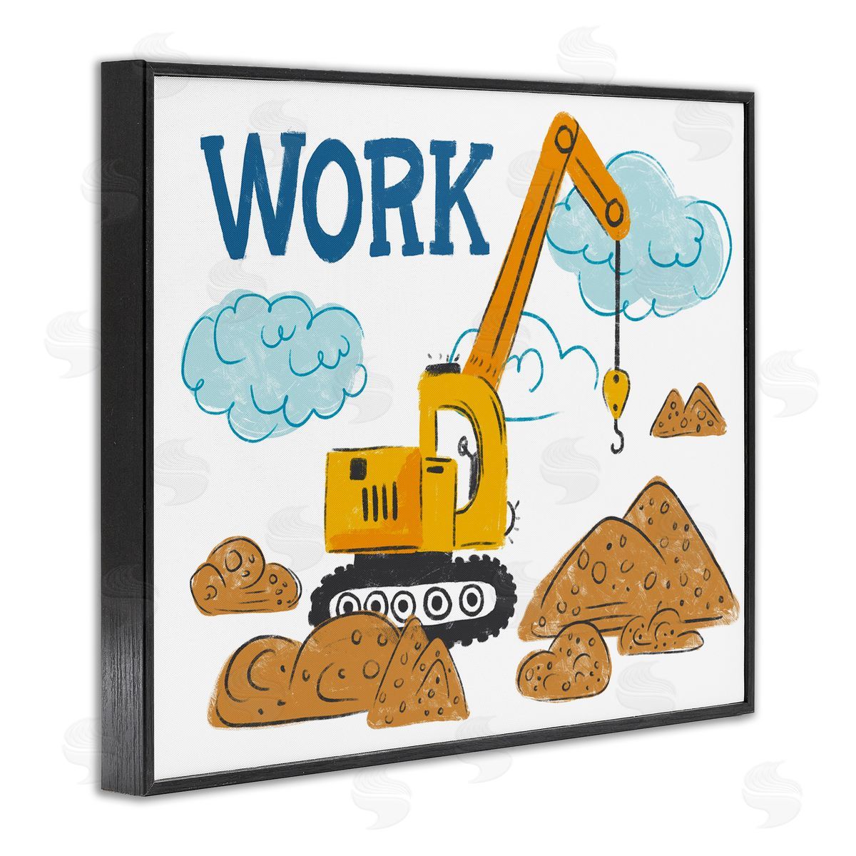 Diane Labombarbe Construction Work Bulldozer Black Framed Giclee Wall Art Print