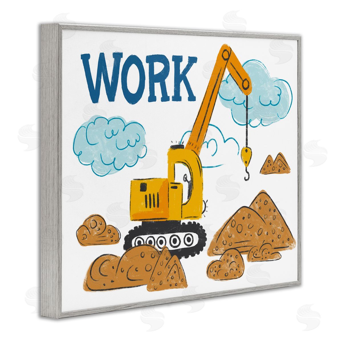 Diane Labombarbe Construction Work Bulldozer Gray Framed Giclee Wall Art Print