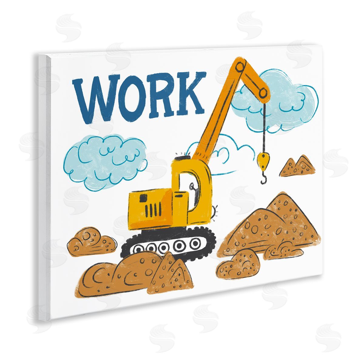 Diane Labombarbe Construction Work Bulldozer Wooden Wall Plaque Art Print