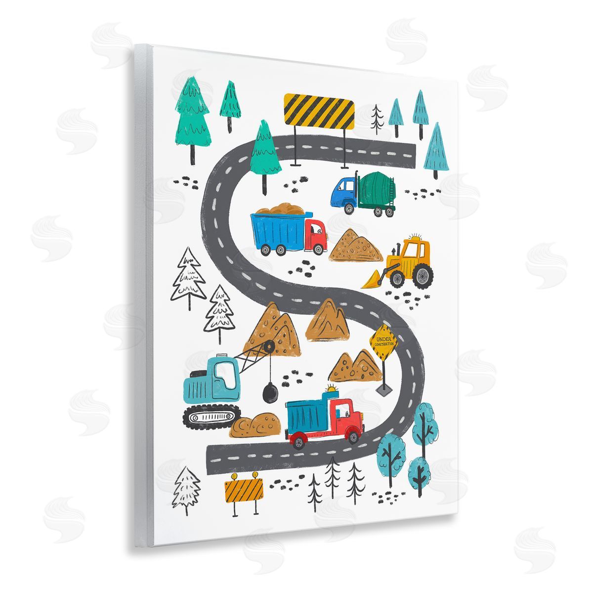 Construction Vehicles Road Wood Plaque Wall Art, Home Decor by Jim Baldwin