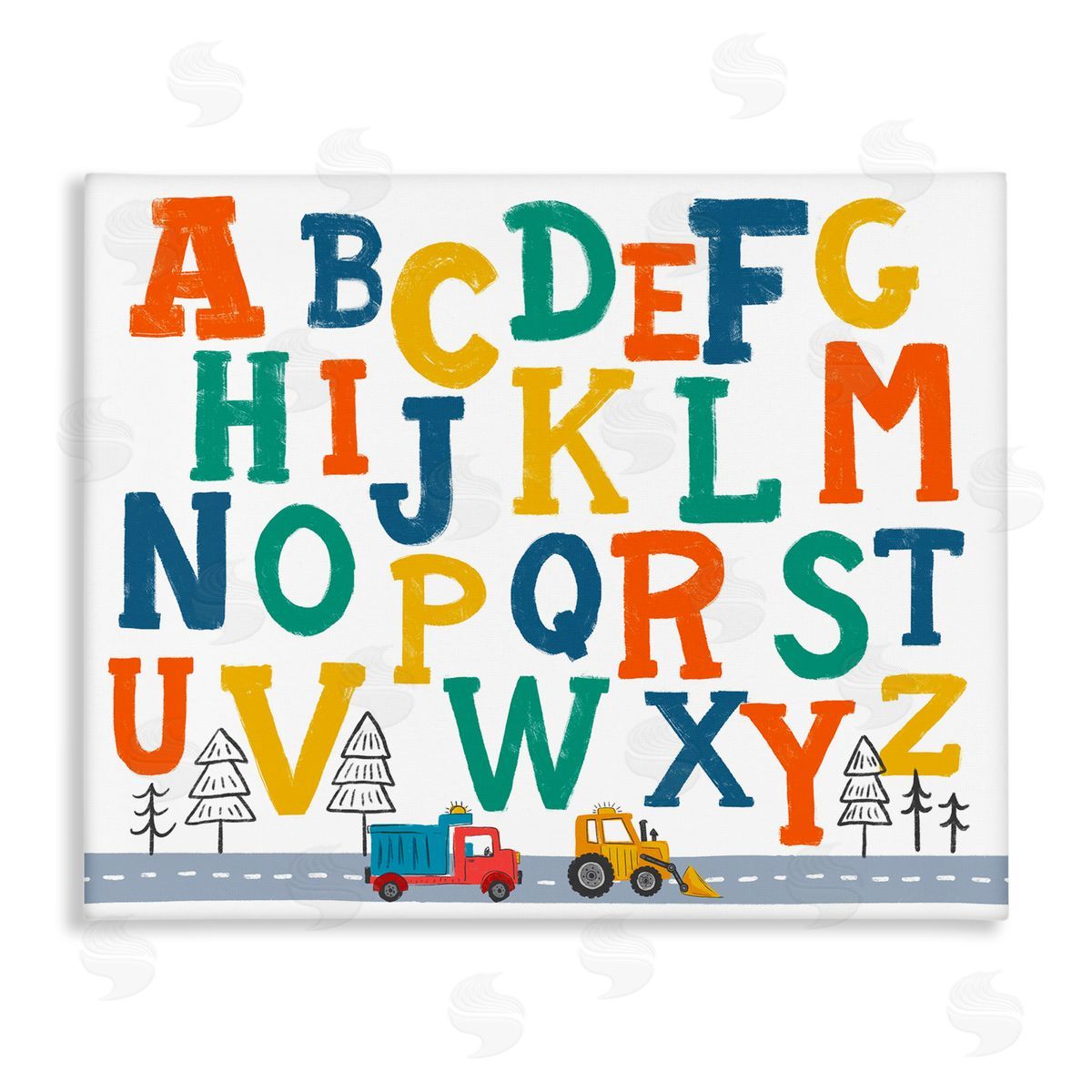 Diane Labombarbe Alphabet & Construction Trucks Canvas Wall Art Print