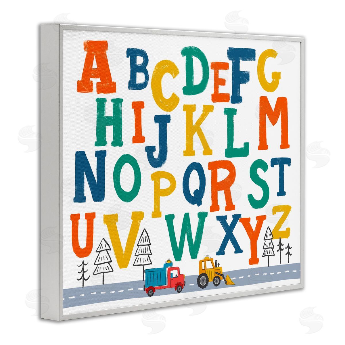 Diane Labombarbe Alphabet & Construction Trucks White Framed Giclee Wall Art Print