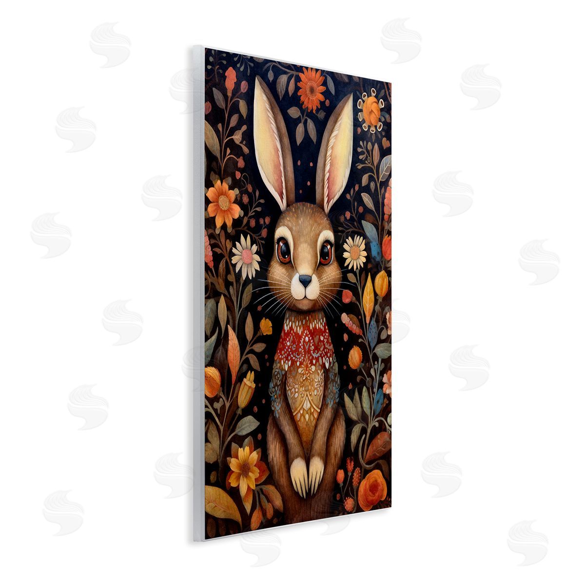 Woodland Pattern Rabbit Wood Plaque Wall Art, Home Decor by The Dutch Lady