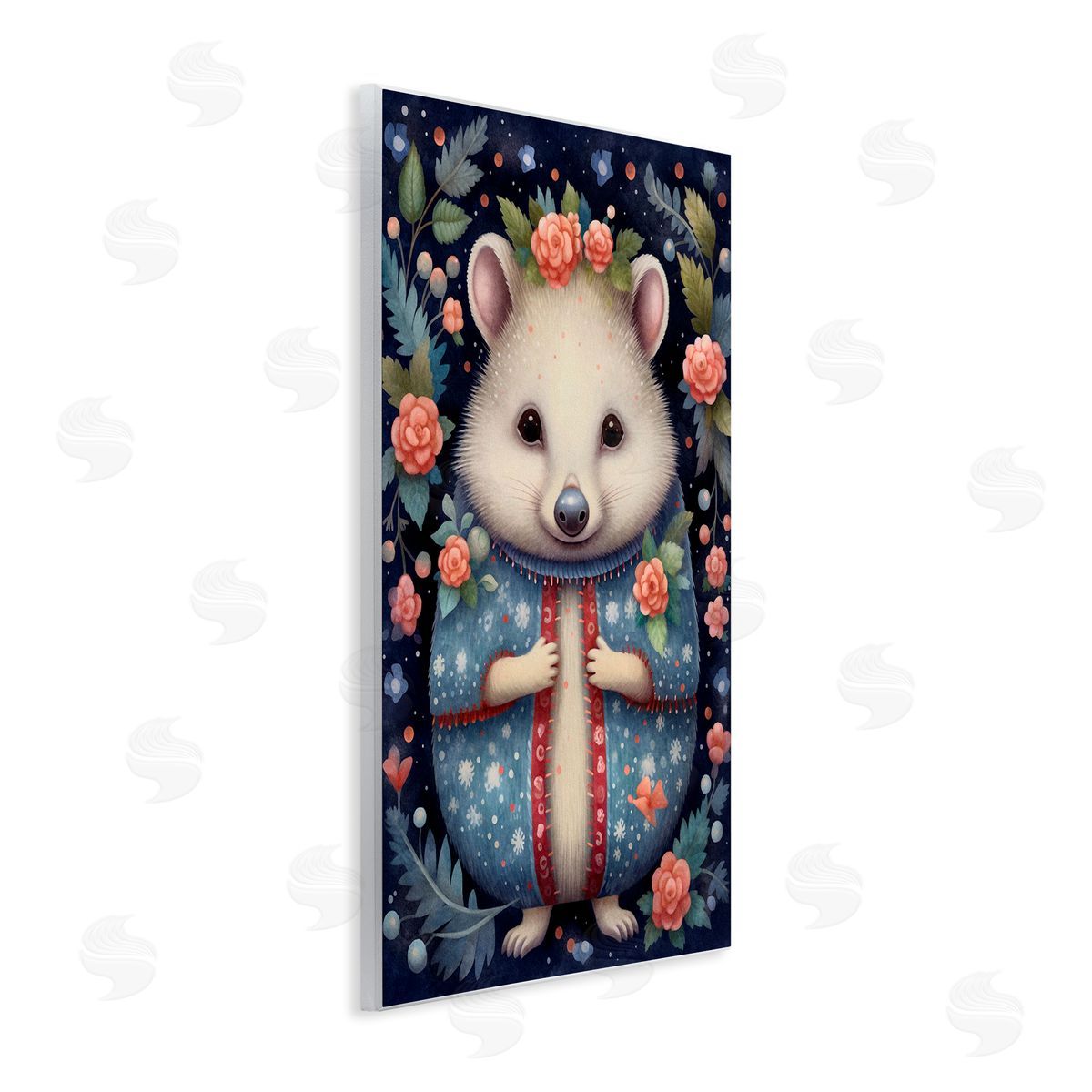 Woodland Pattern Hedgehog Wood Plaque Wall Art, Home Decor by The Dutch Lady