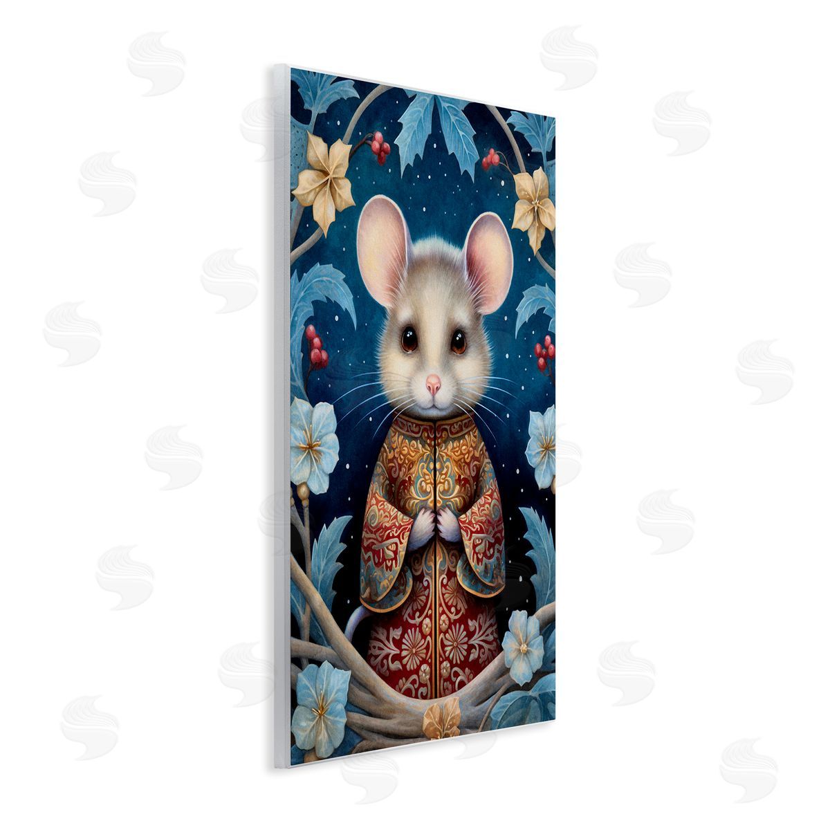 Woodland Pattern Mouse Wood Plaque Wall Art, Home Decor by The Dutch Lady