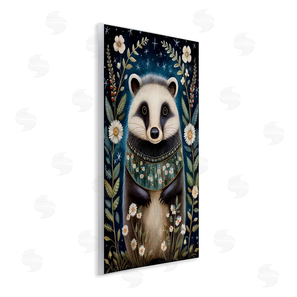 Woodland Pattern Badger Wood Plaque Wall Art, Home Decor by The Dutch Lady
