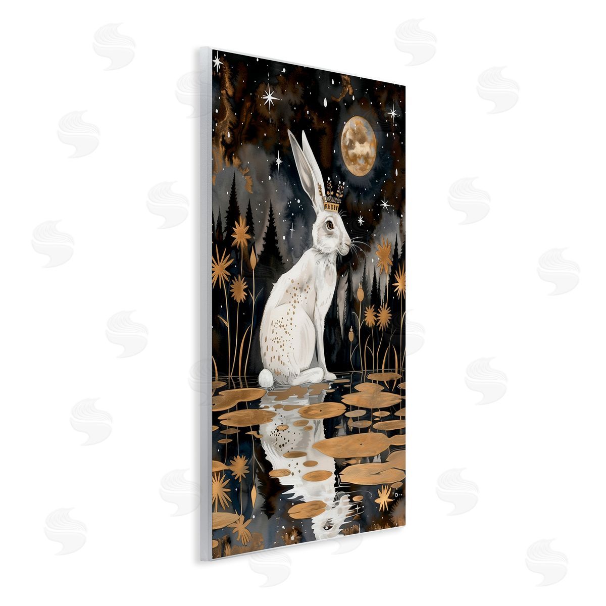 Regal Rabbit Moonlight Wood Plaque Wall Art, Home Decor by The Dutch Lady