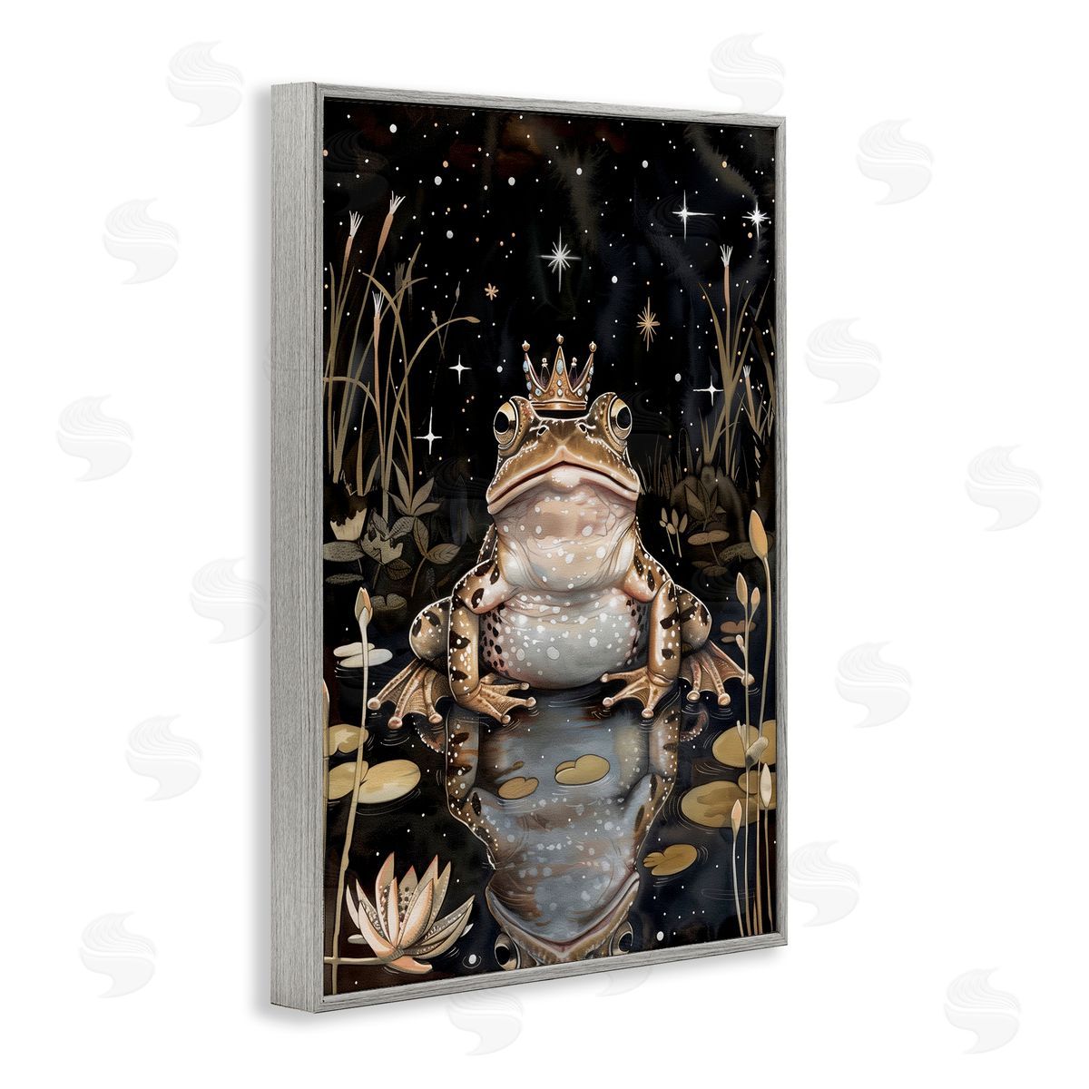 Regal Toad at Night Grey Frame Print Wall Art, Home Decor by The Dutch Lady