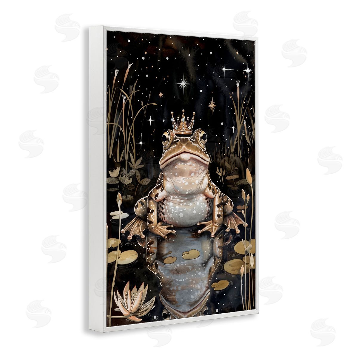 Regal Toad at Night White Frame Print Wall Art, Home Decor by The Dutch Lady