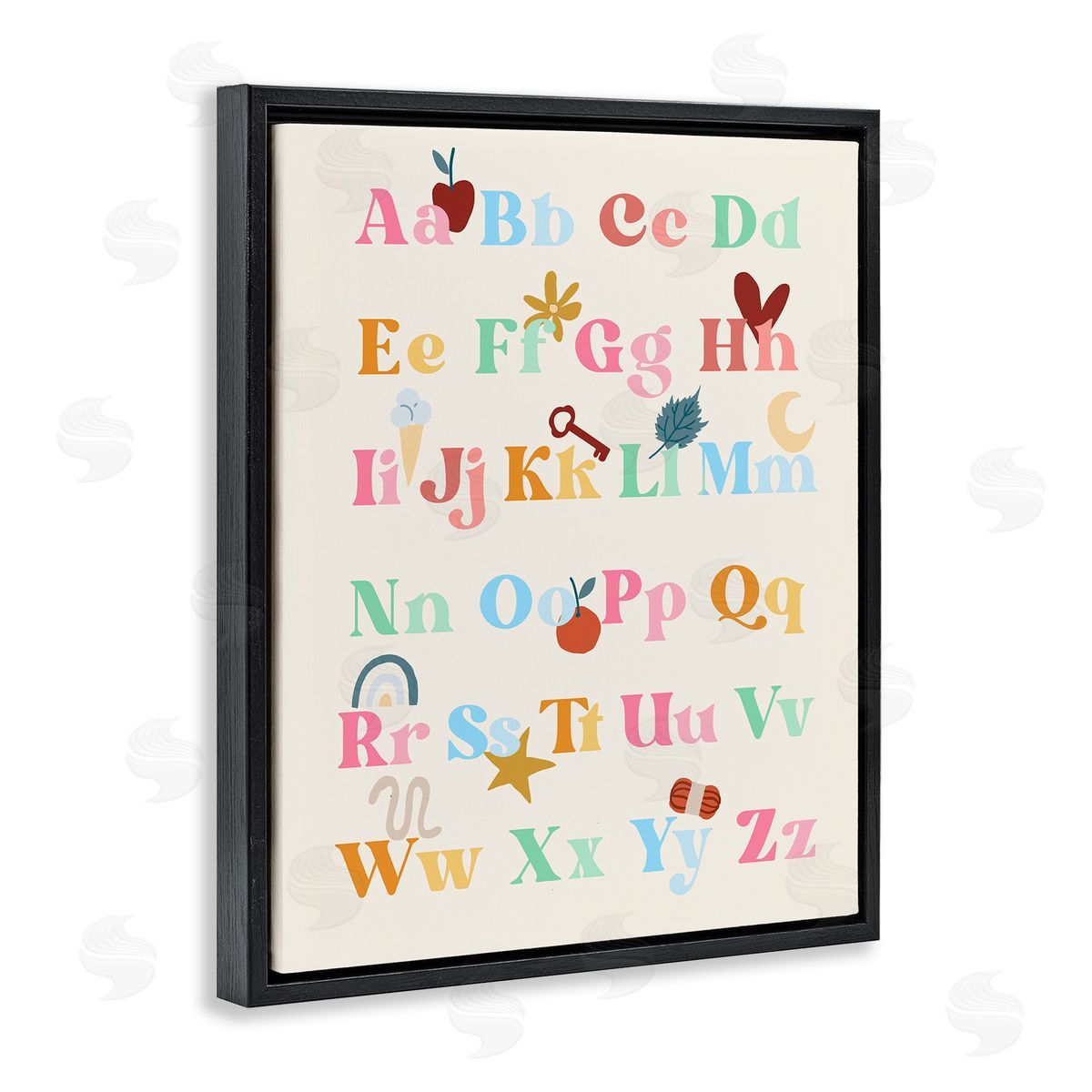 Fun Alphabet Chart Black Floating Frame Canvas Wall Art, Home Decor by Stupell Studio