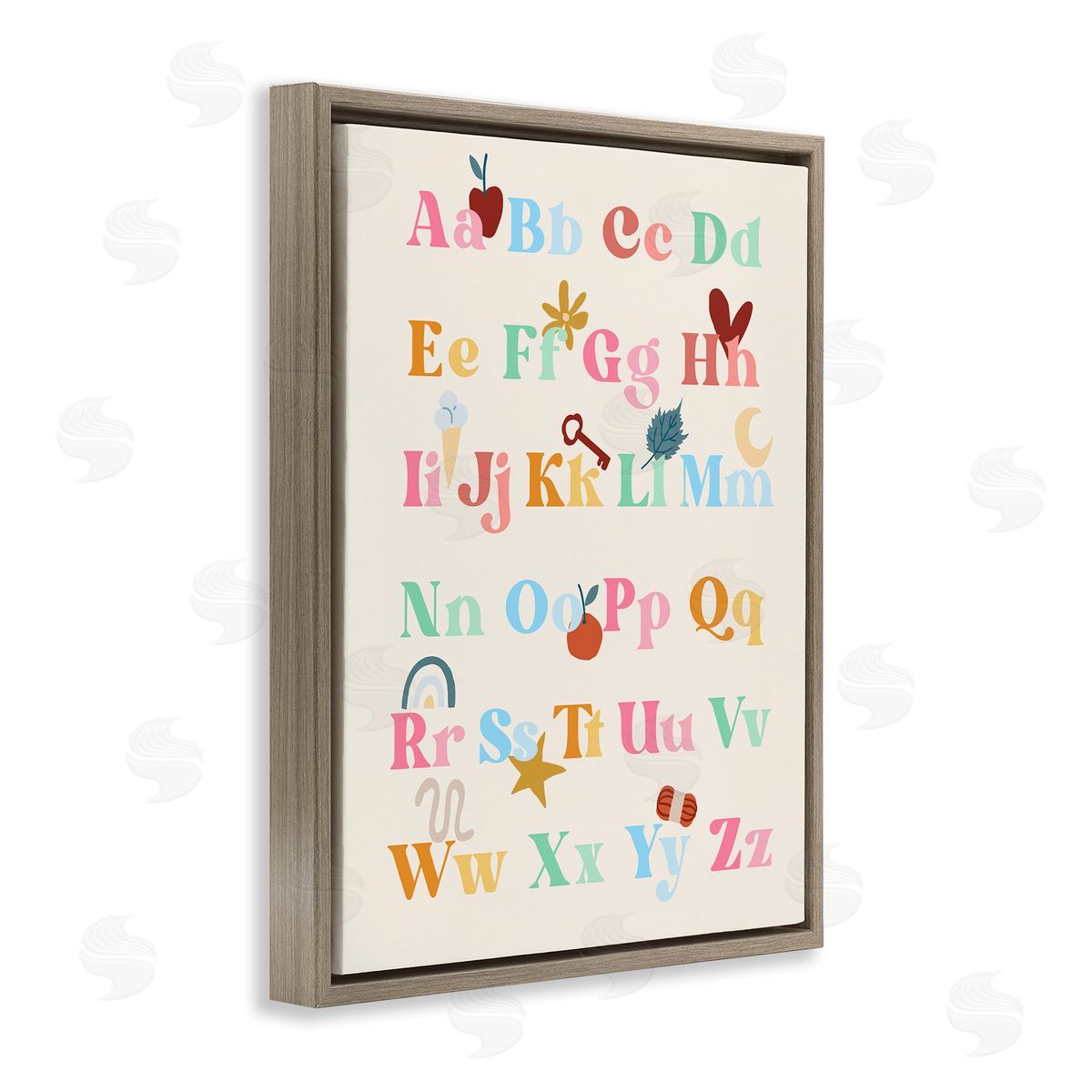 Fun Alphabet Chart Brown Floating Frame Canvas Wall Art, Home Decor by Stupell Studio