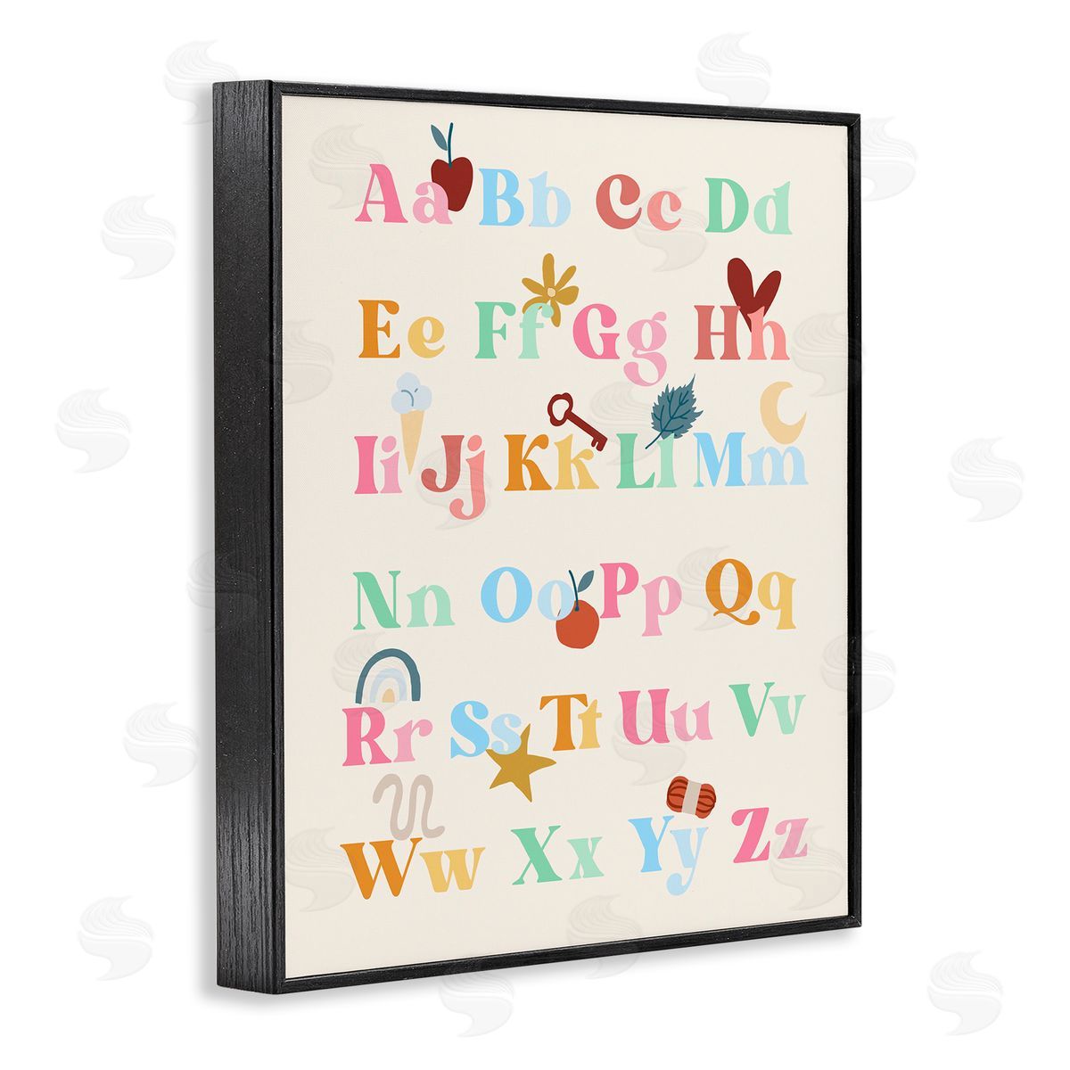 Fun Alphabet Chart Black Frame Print Wall Art, Home Decor by Stupell Studio