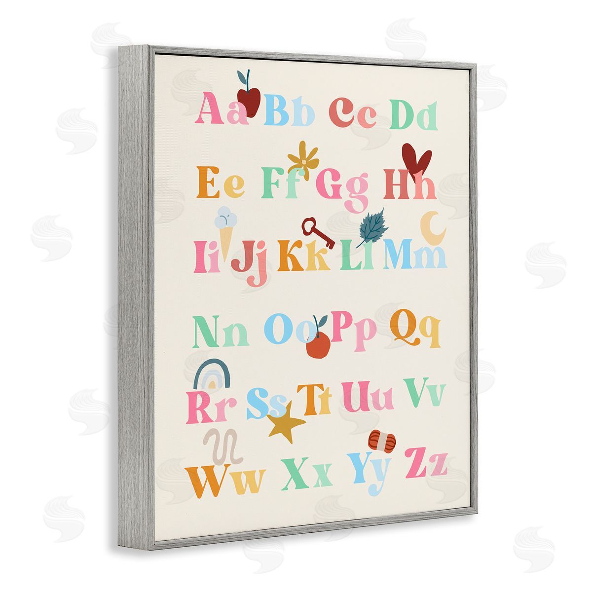 Fun Alphabet Chart Grey Frame Print Wall Art, Home Decor by Stupell Studio