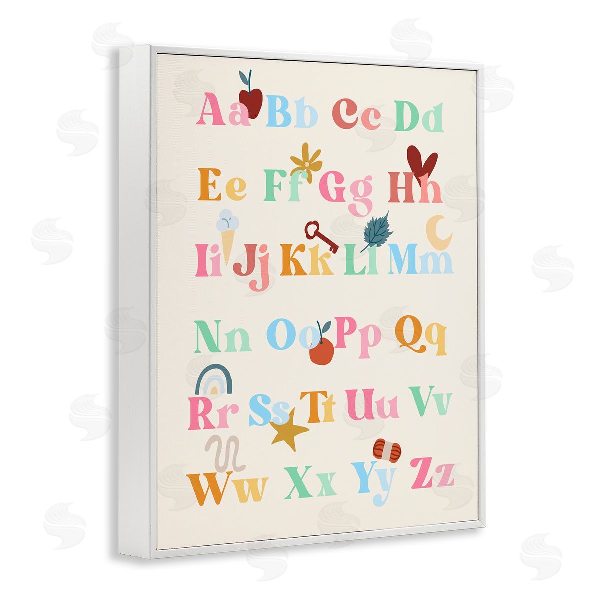 Fun Alphabet Chart White Frame Print Wall Art, Home Decor by Stupell Studio