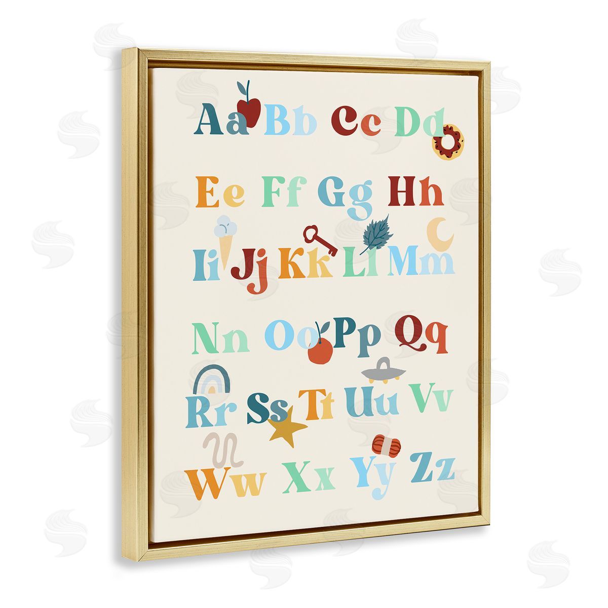Boy's Alphabet Chart Gold Floating Frame Canvas Wall Art, Home Decor by Stupell Studio