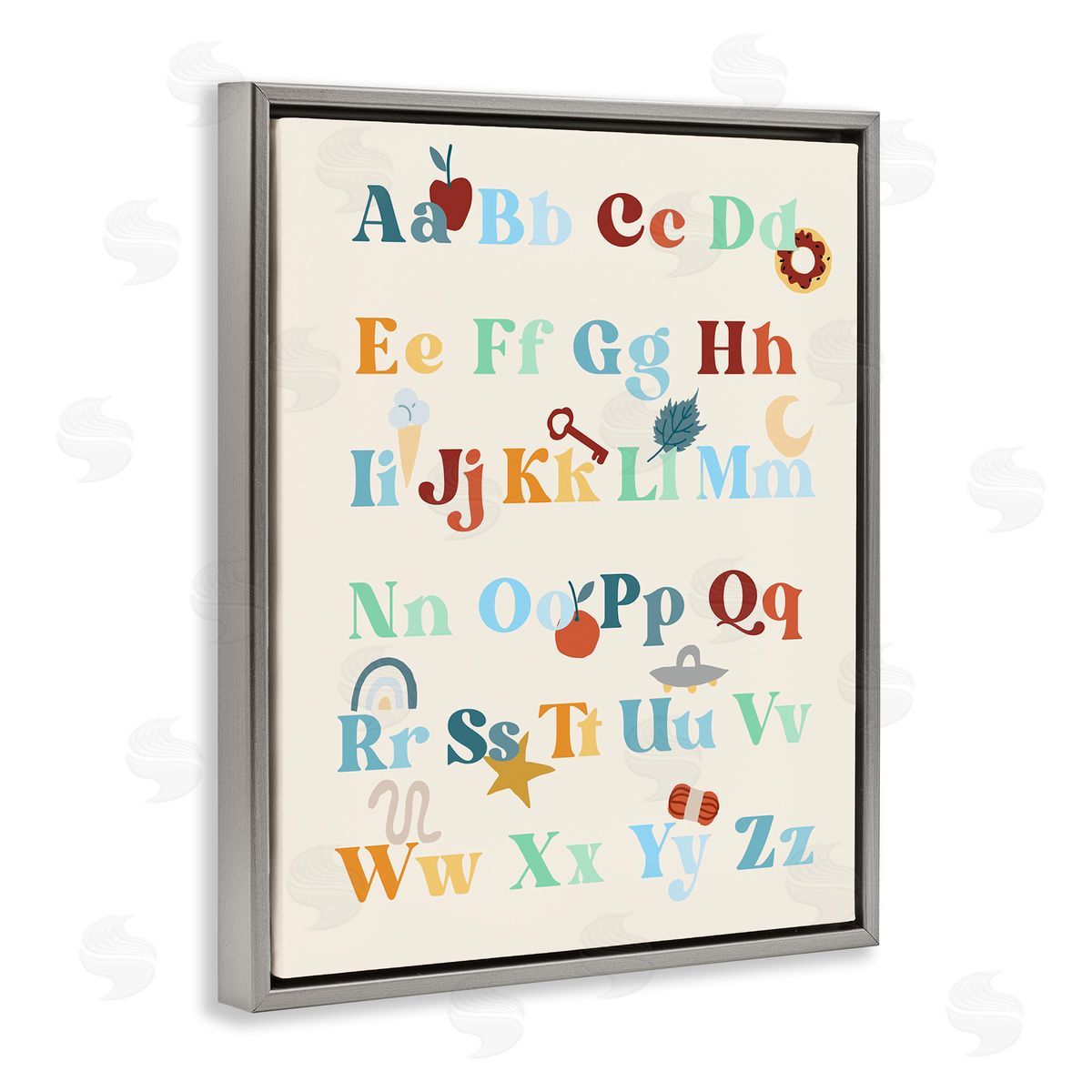 Boy's Alphabet Chart Grey Floating Frame Canvas Wall Art, Home Decor by Stupell Studio