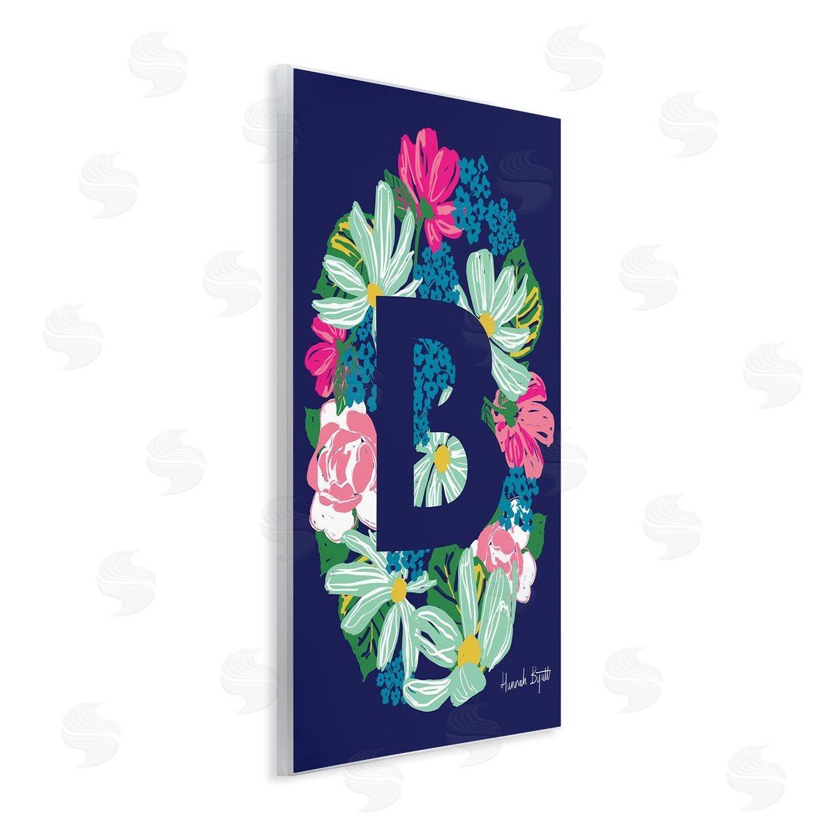 Floral Bloom Letter B Wood Plaque Wall Art, Home Decor by Hannah Louise Byatt