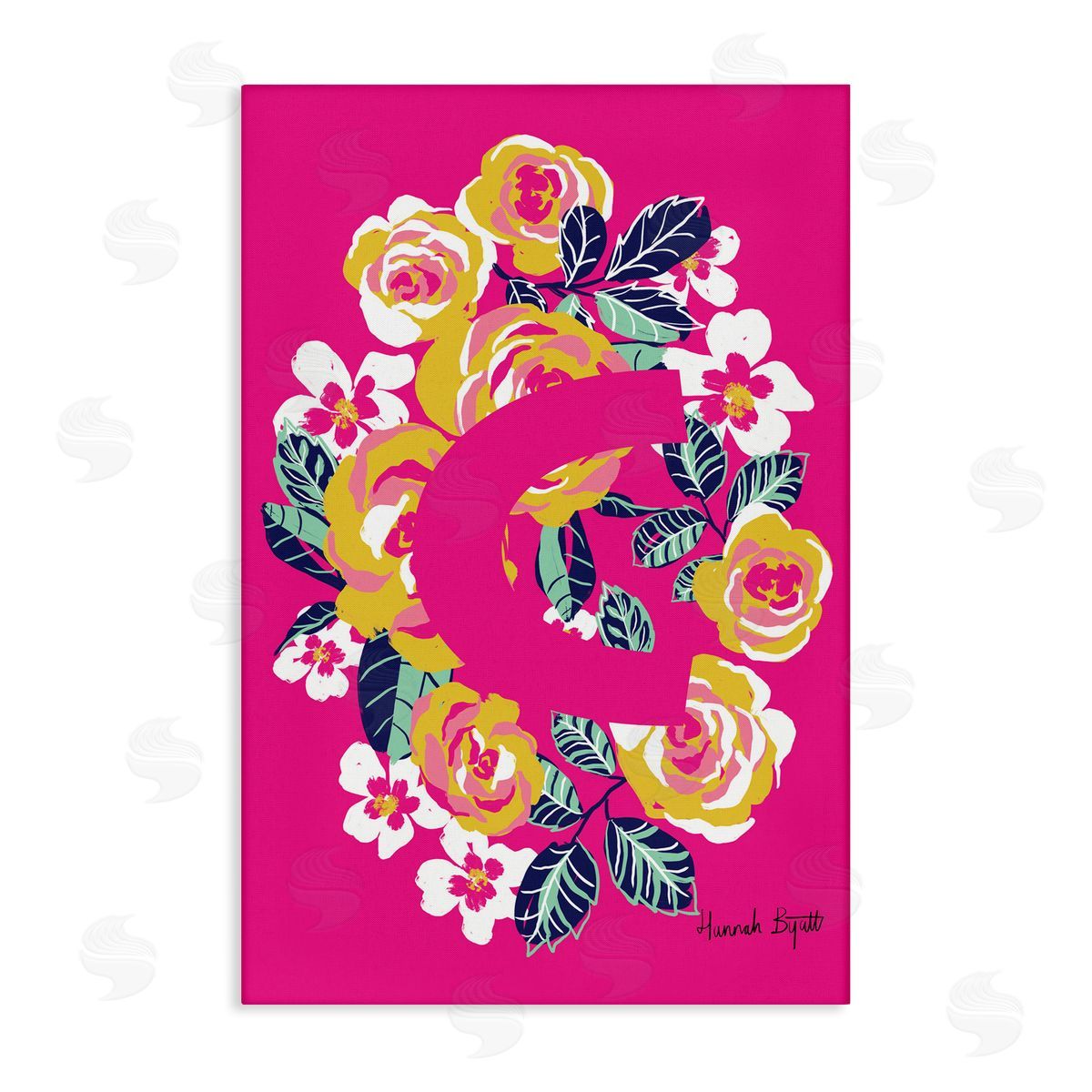 Floral Bloom Letter C Canvas Wall Art, Home Decor by Hannah Louise Byatt