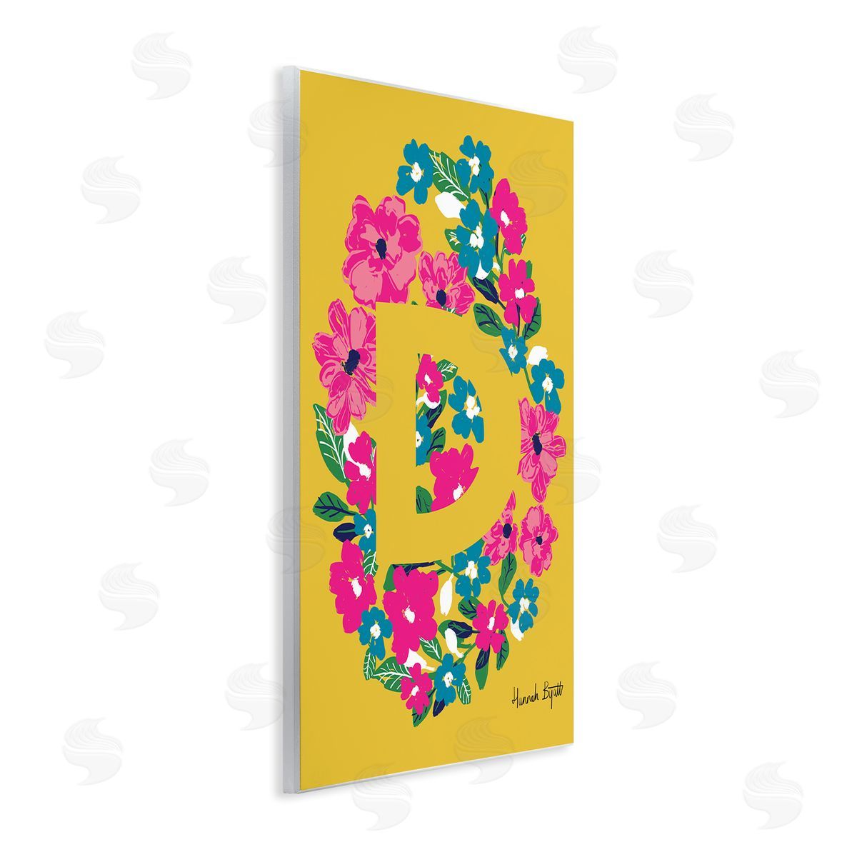 Floral Bloom Letter D Wood Plaque Wall Art, Home Decor by Hannah Louise Byatt