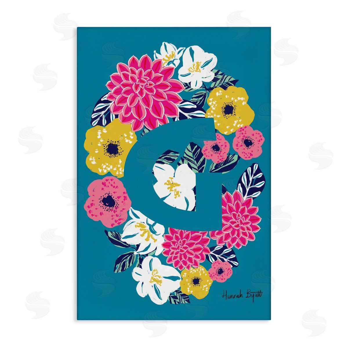 Floral Bloom Letter G Canvas Wall Art, Home Decor by Hannah Louise Byatt