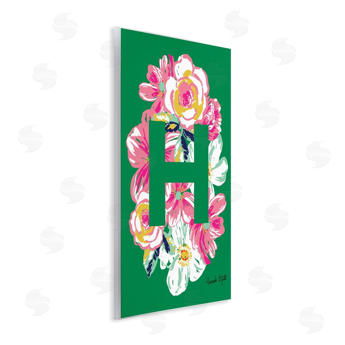 Floral Bloom Letter H Wood Plaque Wall Art, Home Decor by Hannah Louise Byatt
