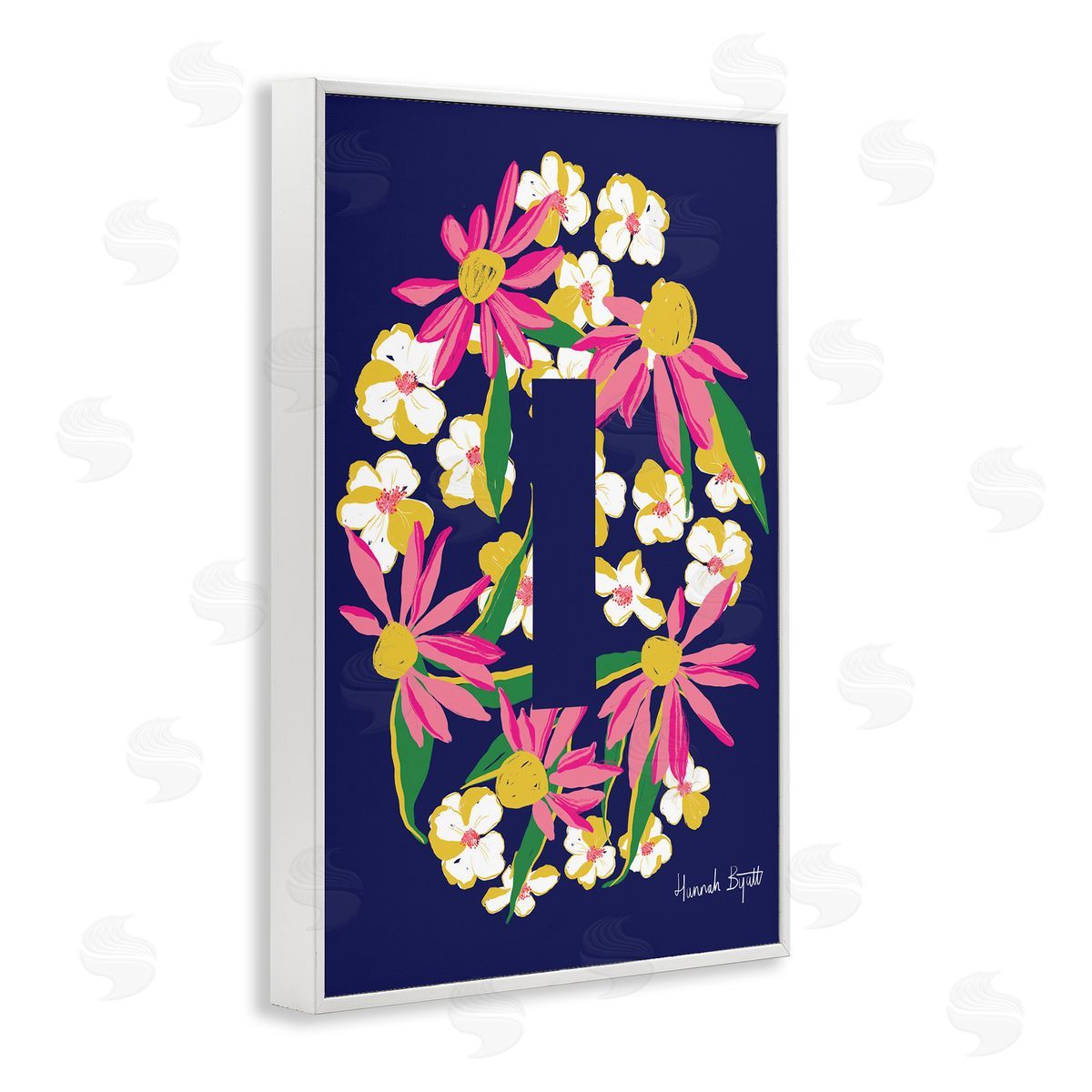 Floral Bloom Letter I White Frame Print Wall Art, Home Decor by Hannah Louise Byatt