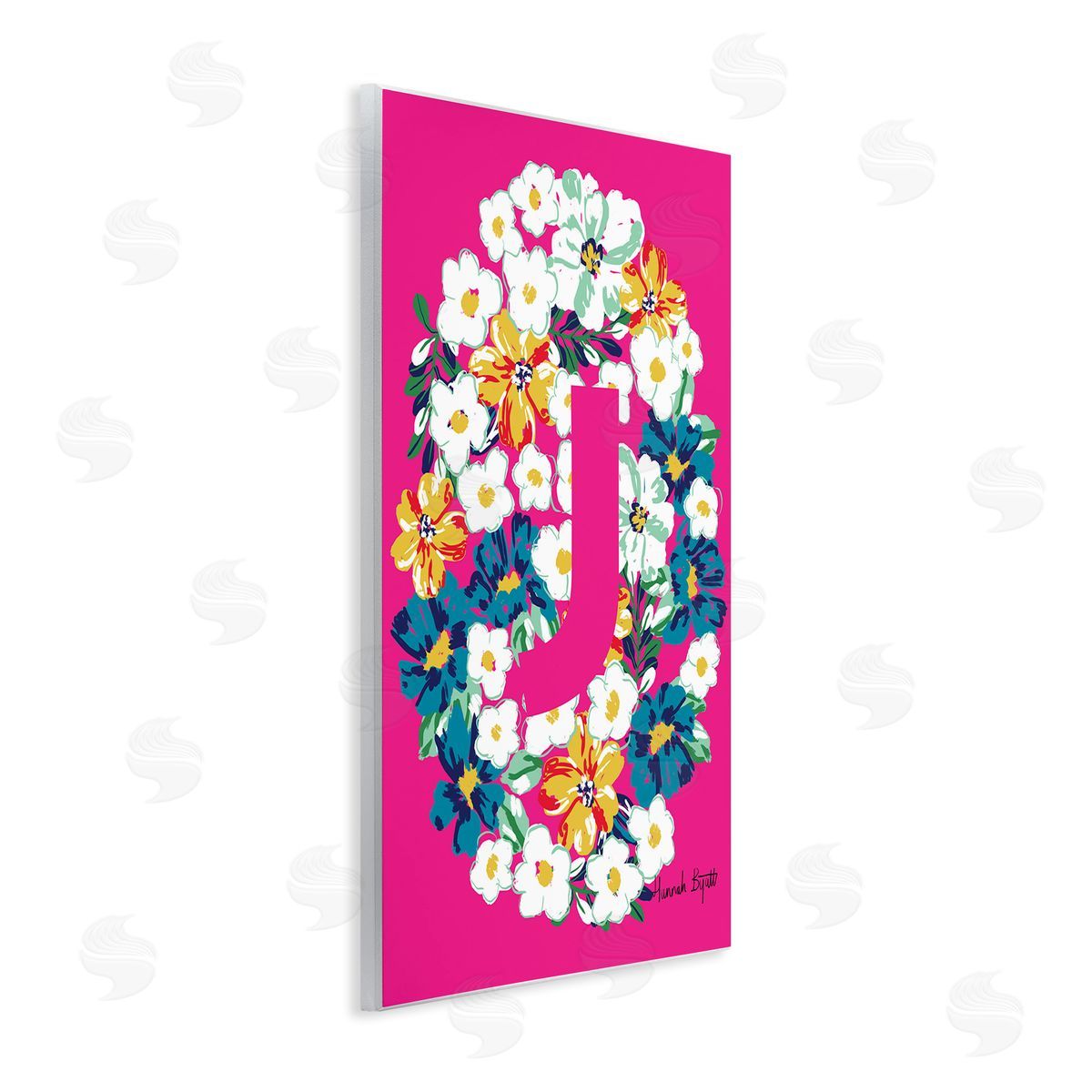 Floral Bloom Letter J Wood Plaque Wall Art, Home Decor by Hannah Louise Byatt