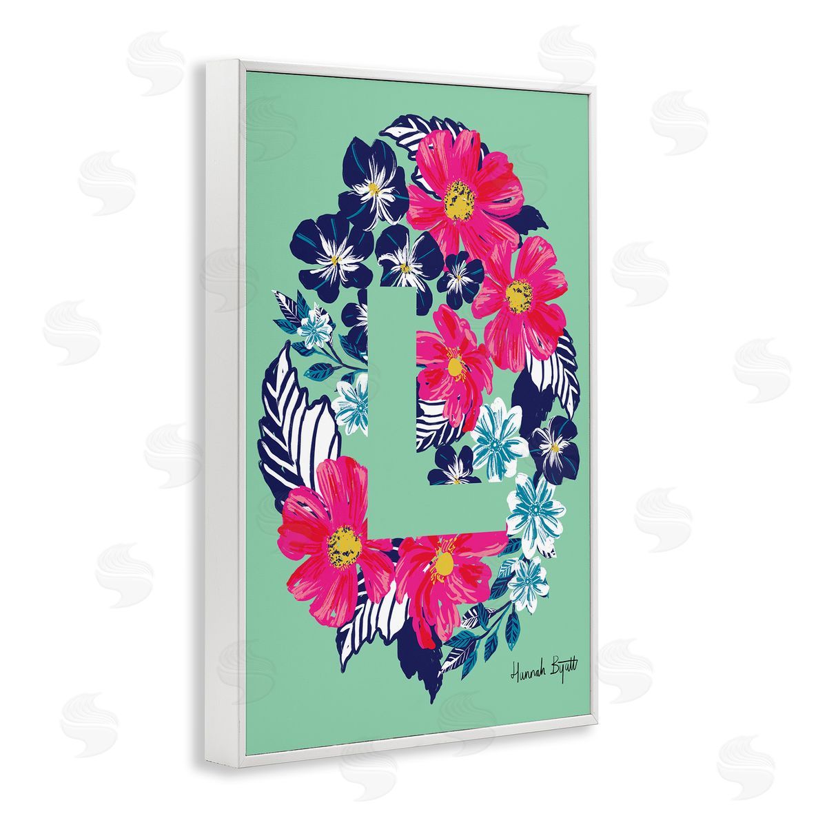Floral Bloom Letter L White Frame Print Wall Art, Home Decor by Hannah Louise Byatt