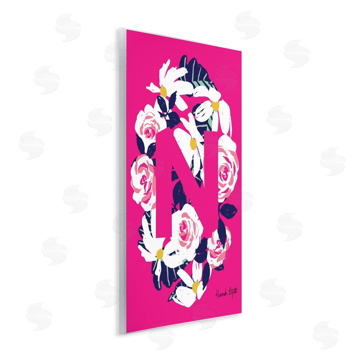 Floral Bloom Letter N Wood Plaque Wall Art, Home Decor by Hannah Louise Byatt