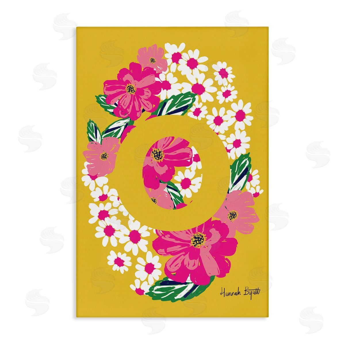 Floral Bloom Letter O Canvas Wall Art, Home Decor by Hannah Louise Byatt