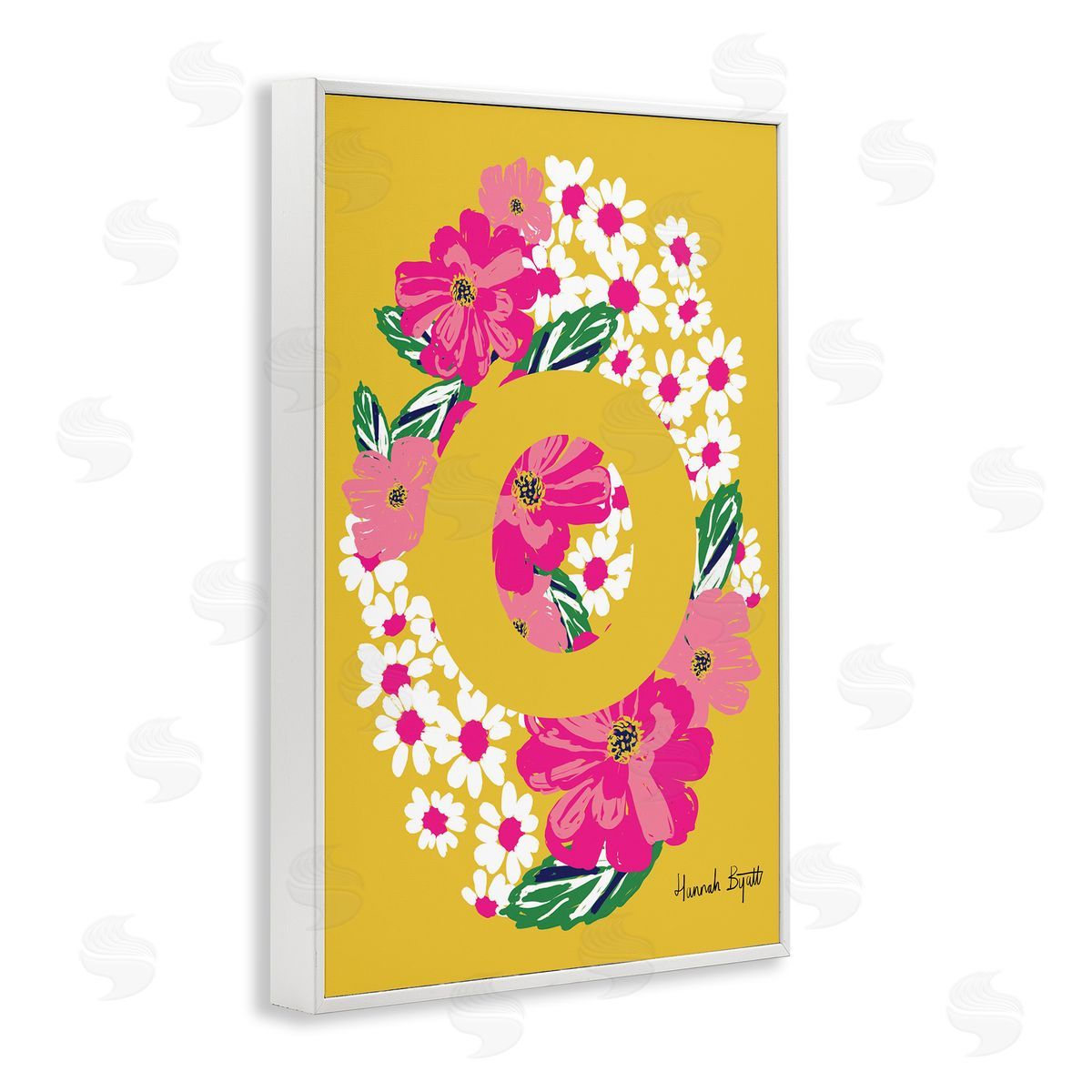 Floral Bloom Letter O White Frame Print Wall Art, Home Decor by Hannah Louise Byatt