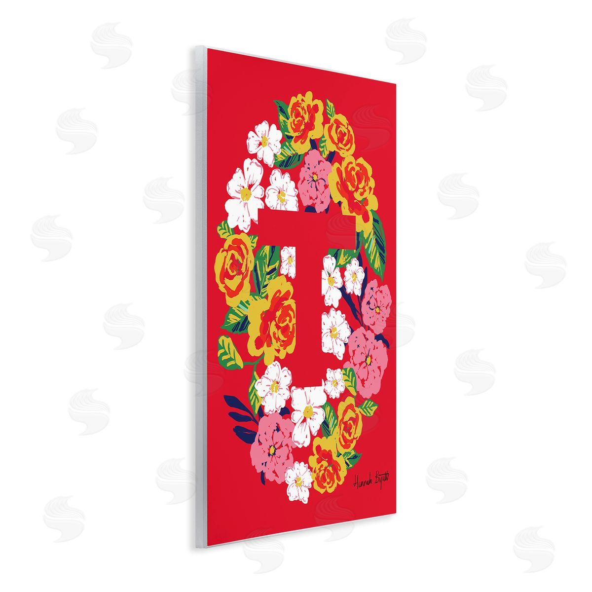 Floral Bloom Letter T Wood Plaque Wall Art, Home Decor by Hannah Louise Byatt