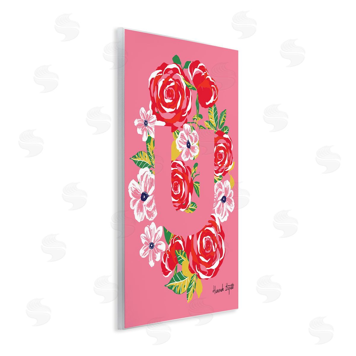 Floral Bloom Letter U Wood Plaque Wall Art, Home Decor by Hannah Louise Byatt