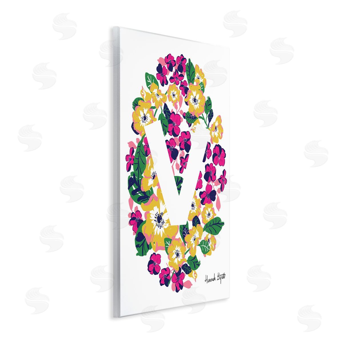 Floral Bloom Letter V Wood Plaque Wall Art, Home Decor by Hannah Louise Byatt