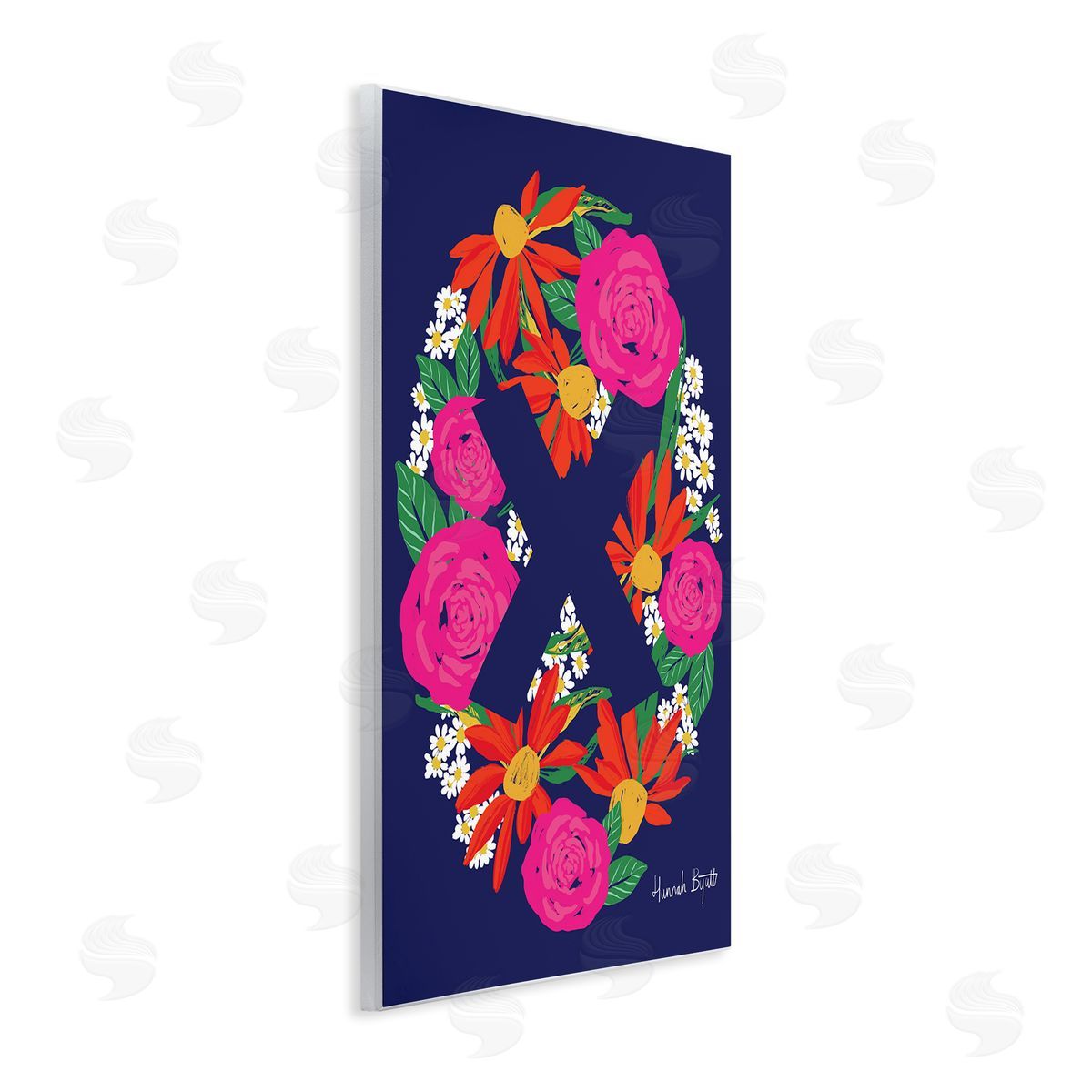 Floral Bloom Letter X Wood Plaque Wall Art, Home Decor by Hannah Louise Byatt