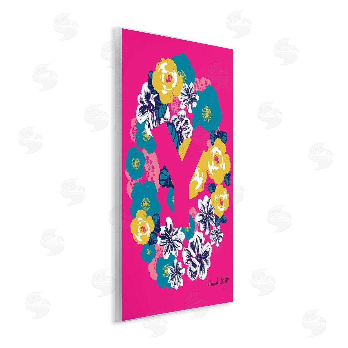 Floral Bloom Letter Y Wood Plaque Wall Art, Home Decor by Hannah Louise Byatt